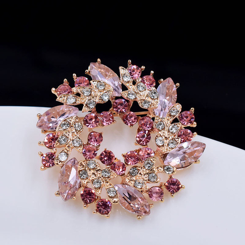 Crystal Flower Brooch Pink, Pink Brooch Pin Women