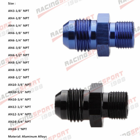 AN3 AN4 AN6 AN8 AN10 AN12 To NPT Straight Fuel Hose Adapter Pipe Thread Fitting ► Photo 1/3