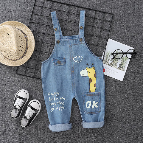Spring Autumn Children Clothes Baby Boys Girls Cartoon denim Pants overalls Infant Outfit Kids giraffe Fashion Toddler Casual ► Photo 1/6