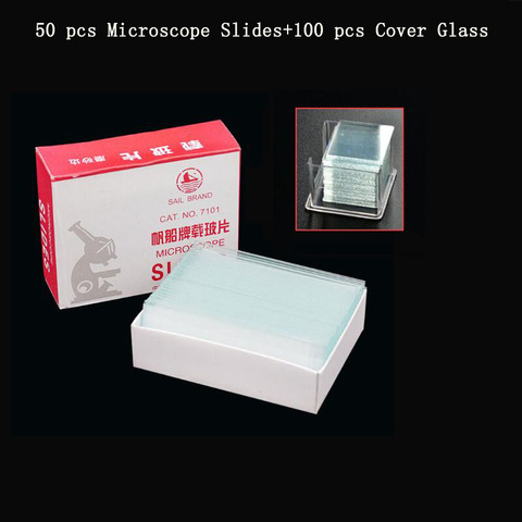 NewScope 50 pcs Microscope Slides and 100 pcs Cover Glass for Preparation of Specimen Microscope Slides Glass Cover Slips ► Photo 1/6