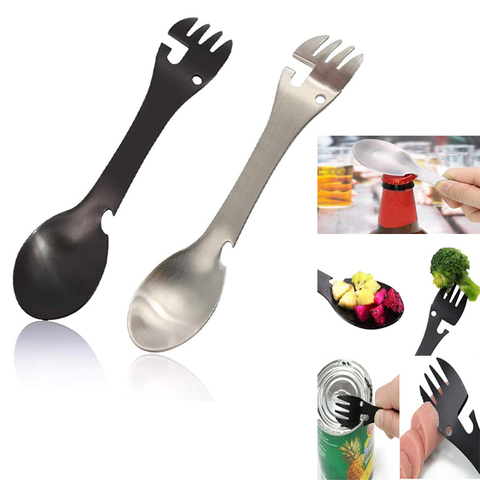 Tableware utensil fork flatware multi tool stainless steel Portable spoon bottle can opener multitool Spork Picnic cutlery camp ► Photo 1/1