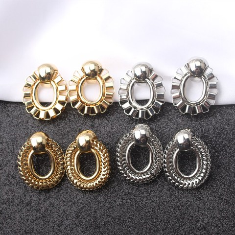 Exaggerated Hollow Metal Earrings for Women Gold Color Geometric Statement Pendants Vintage Ear Jewelry 2022 pendientes ► Photo 1/6