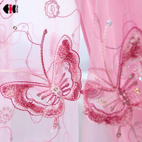 Embroidered Butterfly Curtains for Living Room Wedding Kids Delicate Countryside French Window Rideaux P344C ► Photo 1/6