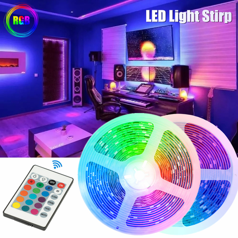 RGB LED Strip Light Flexible Decoration Diode Lamp String Remote Controller For Bedroom Background TV Ribbon USB Decor Lighting ► Photo 1/6