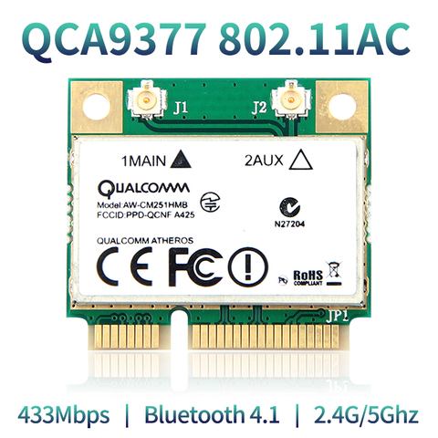 Dual Band 433Mbps Atheros QCA9377 WI-FI + Bluetooth 4.1 Wlan 802.11 ac 2.4G/5Ghz Mini PCI-E Wireless Network Card AW-CM251HMB ► Photo 1/6