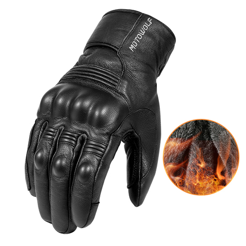 Real Leather Winter Thermal Warm Cycling Bicycle Bike Ski Outdoor Camping Hiking Motorcycle Gloves Sports Full Finger ► Photo 1/6