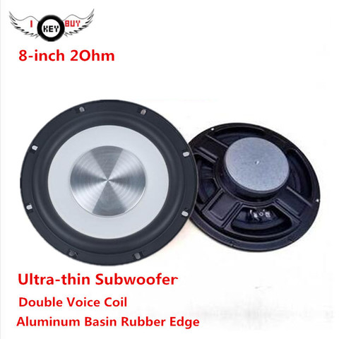 I Key Buy 1pc HiFi  8 Inch 2 Ohm Powerful Audio Subwoofer Double Voice Coil Super Slim DIY Bass Speakers Universal For All Car ► Photo 1/6