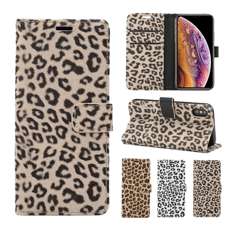Case For iPhone 11 12 Pro Max Mini 6S 8 Plus 7 X XS XR 6 S SE 2022 Leather Leopard Flip Book Cover Luxury Wallet Phone Case ► Photo 1/6