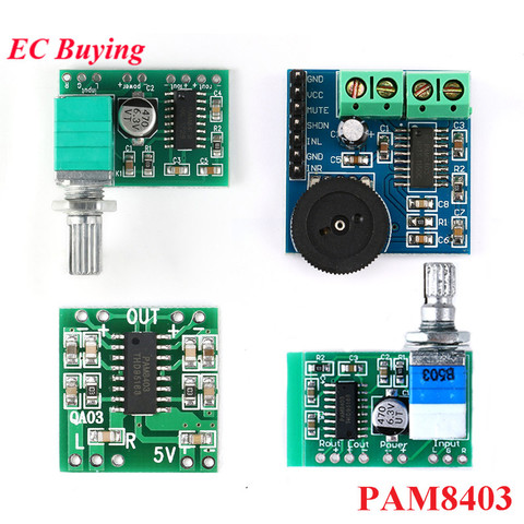 PAM8403 Amplifier Board Module Mini 2.5V to 5V 2x3W Digital Power Audio 2 Channel 3W Volume Control USB Power Supply For Arduino ► Photo 1/6