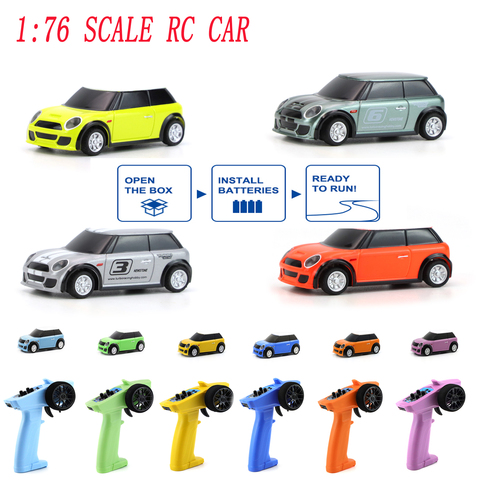 2022 New 1:76 2.4Ghz 3CH 2WD RTR Remote Control Mini RC Car With LED Tail Lights DIY Graffiti Fit Micro Racing Family Fun Games ► Photo 1/6