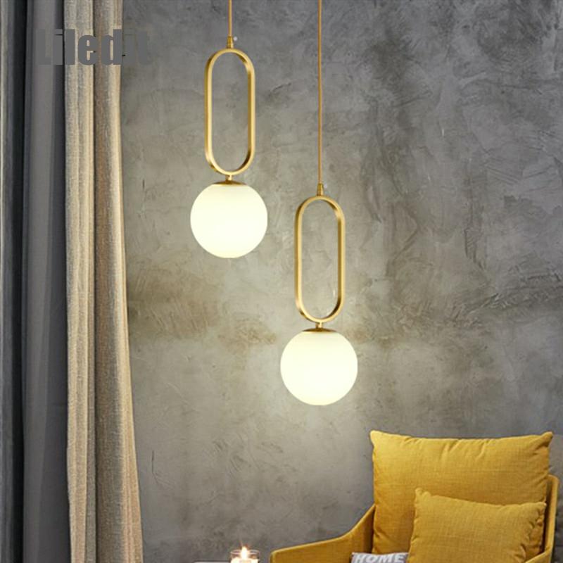 Modern Pendant Lights Fixture Golden Glass Ball Hanging Lamps Luminaire Suspension Drop Lighting Bedside Kitchen Bedroom Decor ► Photo 1/6