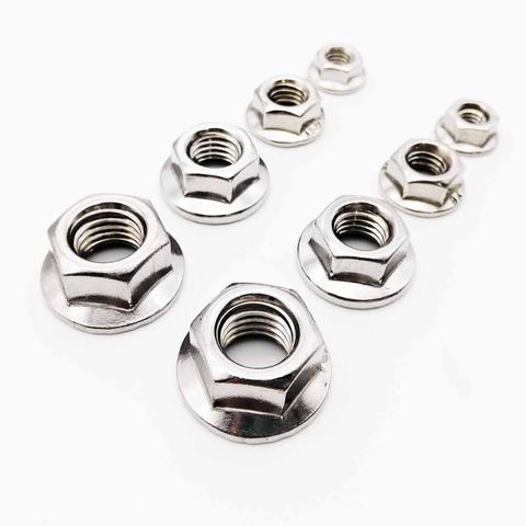 2/25X M3 M4 M5 M6 M8 M10 M12 High Quality Stainless Steel Hexagon Hex Head Serrated Spinlock Flange Nut Locknut Lock Nut DIN6923 ► Photo 1/6