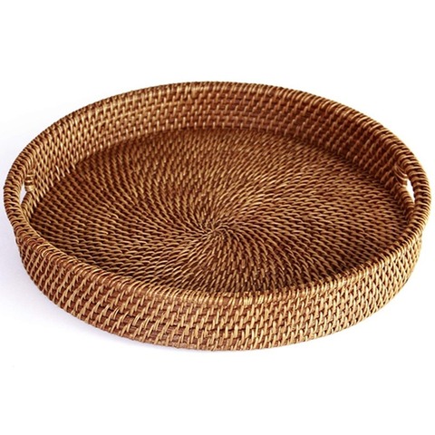 Rattan household desktop tea tray creative fruit bread basket portable fruit bowl hotel tray towel basket storage special  WF ► Photo 1/5