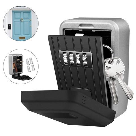 Wall Mounted Key Safe Box Mini Storage Keybox Key Storage Lock Box with 4 Digit Combination Waterproof Cover For Outdoor Use ► Photo 1/6