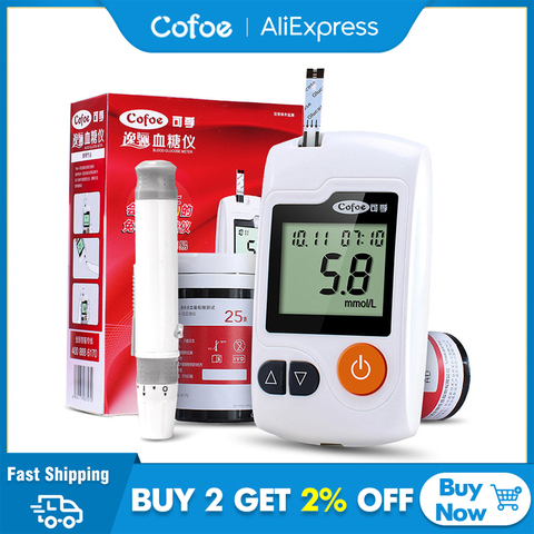 Cofoe Yili Blood Glucose Meter & Test Strips & Lancets Needle Diabetic Tester Medical Blood Sugar Monitor Glucometer for People ► Photo 1/6