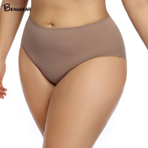 Beauwear 2022 New Large Size Women's Seamless Panties with Spandex Solid Ultra-thin Ice Silk Plus Size Briefs Big Underwear ► Photo 1/6