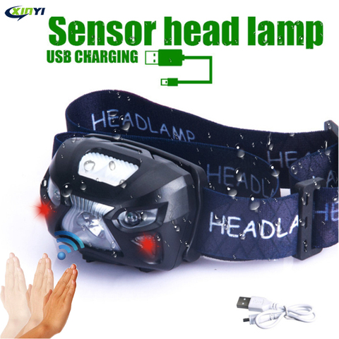 Powerfull LED Headlamp Built-in battery Rechargeable LED Headlight Body Motion Sensor Head Flashlight Camping Torch Light Lamp ► Photo 1/6