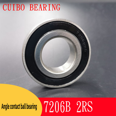 Free shipping 2pcs bearing  7206B 2RS    angular contact ball bearing 7206 size:30X62X16mm ► Photo 1/1