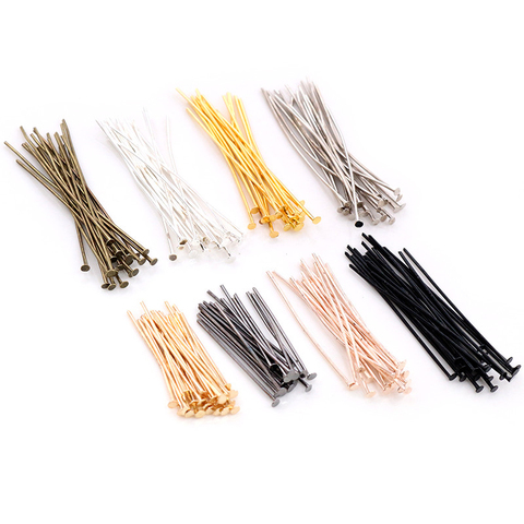 200pcs/Lot 16 20 25 30 35 40 45 50mm Flat Head Pins Gold/Silver color/Rhodium Headpins For Jewelry Findings Making DIY Supplies ► Photo 1/6