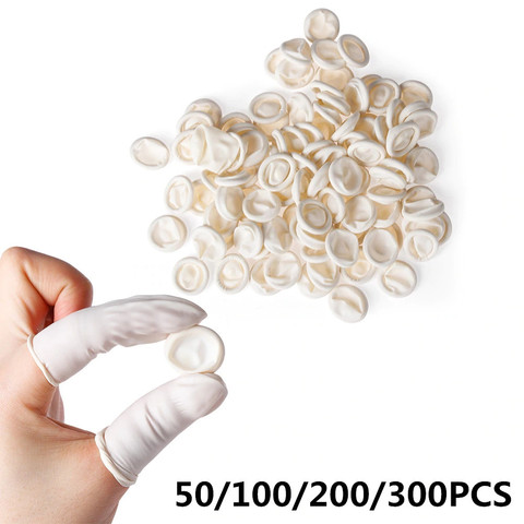 200Pcs/Bag Natural Rubber Disposable Latex Finger Cots Sets Fingertips Protector Gloves White anti static Finger sleeve ► Photo 1/6