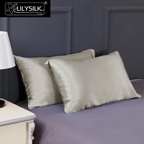 LilySilk 100 Silk Pillowcase Beauty Chinese Pure Natural Mulberry Hair Luxury 19 Momme White 50x70cm King Queen Long 1 piece ► Photo 1/6