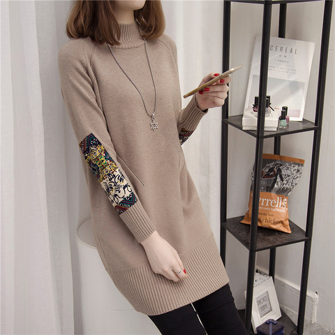 New Long Sweaters Women 2022 Autumn Winter Korean Half-high collar Clothes For Female Pullover Warm Knitting Solid Sweaters ► Photo 1/6