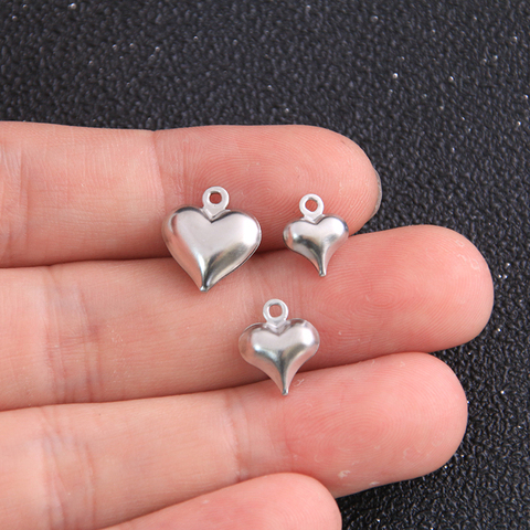 20pcs Charms Heart 3 Size 316 stainless Steel Silver Color Pendants Antique Jewelry Making DIY Handmade Craft ► Photo 1/5