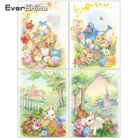 EverShine DIY Diamond Painting Easter Eggs Rhinestones Diamond Mosaic Rabbit Cross Stitch Embroidery Animal Needlework Wall Art ► Photo 1/6