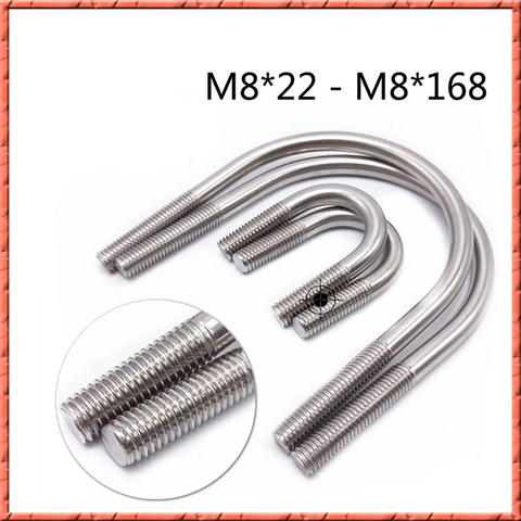 10pcs/lot Stainless steel M8*L DIN3570 U-shaped tube clamp U-bolts M8*22/25/27/33/38/42/45-133/140/159/168 ► Photo 1/6