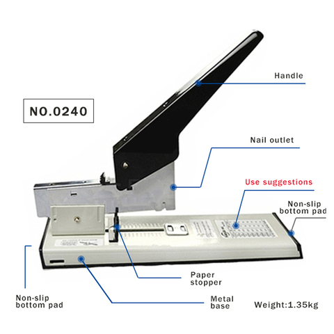 Huapuda Large Capacity Paper Binding Stapler Heavy Duty Stapler Bookbinding Stapling Staples Hand Operated Stapler 0100 & 0240 ► Photo 1/6