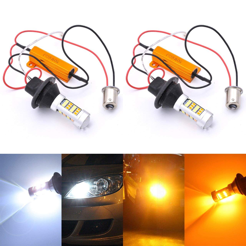 2PCS ba15s BAU15S 1156 p21w s25 LED CANBUS T20 W21W WY21W 7440 light Daytime Running Light+Turn Signal Dual Mode DRL ► Photo 1/6