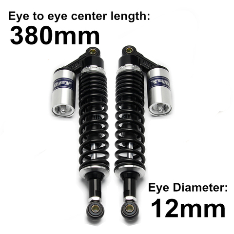 Universals 380mm 15'' Diameter 12mm Silver Black Motorcycle Rear Gas Shock Absorber Air Suspension Scooter AVT Quad D30 ► Photo 1/6