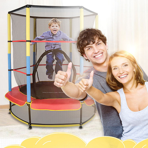 High Quality 55Inch Children Trampoline Round Mute Fitness Elastic Rope Trampoline For Kids With Safety Net Baby's Mobile Park ► Photo 1/6