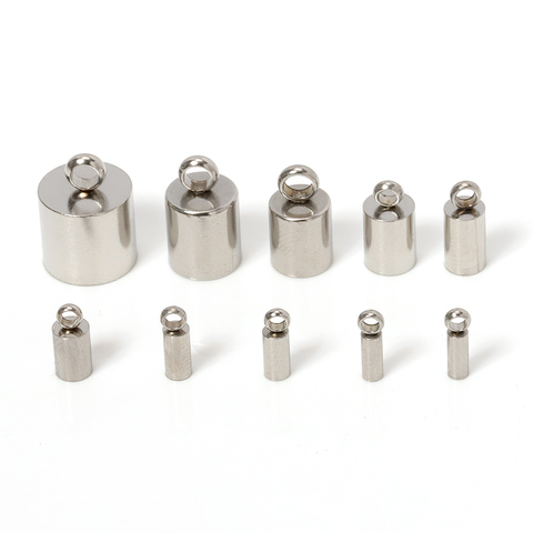 MINGXUAN 20pcs Stainless Steel 2/3/4/5/6/7/8/9/10mm End Caps Crimp Beads Covers Connectors for DIY Jewelry Making Findings ► Photo 1/6