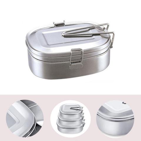 Stainless Steel Lunch Box Double Layers Adult Student  Lunch Container Sealed Leakproof Rectangular ланч бокс  Bento Lunch Box ► Photo 1/6