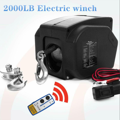 12V 2000 lbs wireless Electric winch  for marine use лебедка 12vлебедка электрическая ► Photo 1/6