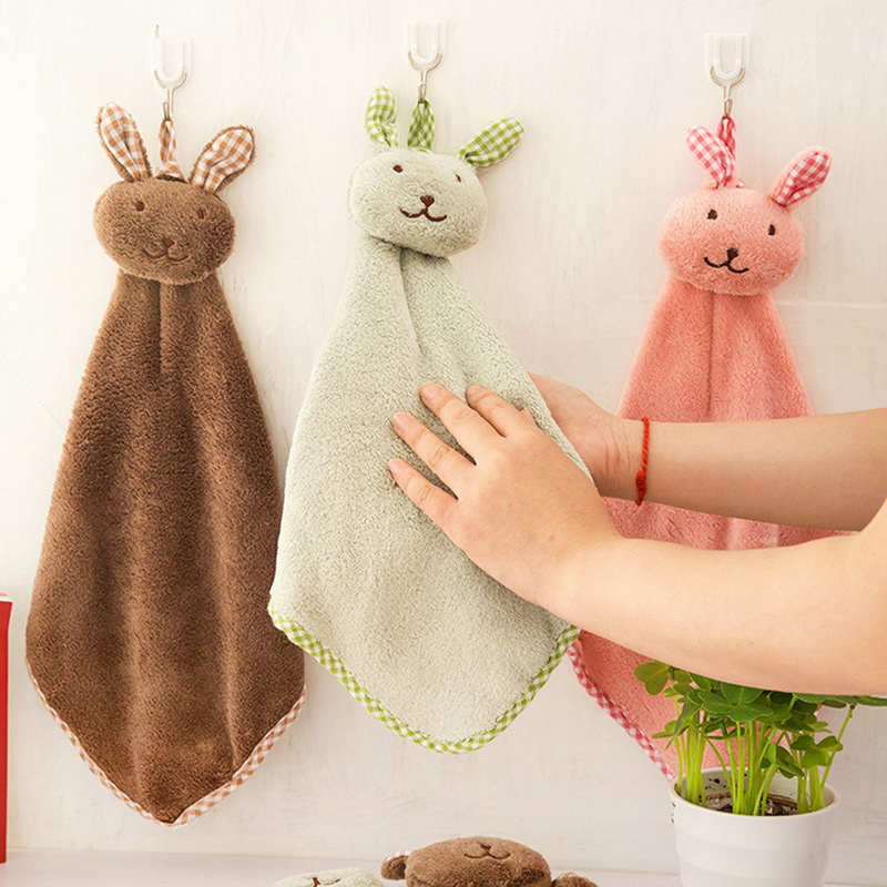 1pc Cute Pig Shaped Hanging Hand Towel, Grey