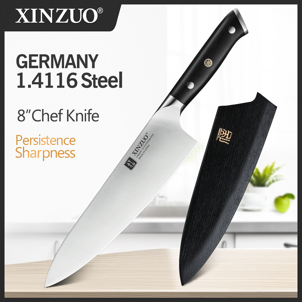 XINZUO 8'' Chef Knife German DIN 1.4116 Steel Kitchen Knives