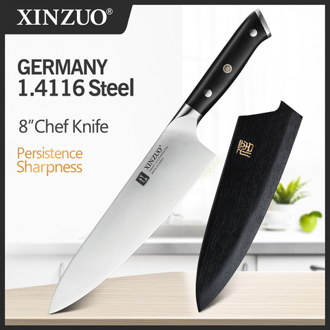 XINZUO 8.5'' inch Chef Knife High Carbon Din 1.4116 Slicing Stainless Steel German Kitchen KnivesMeat Tools with Ebony Handle ► Photo 1/6