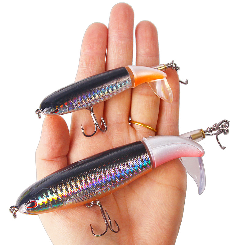 🐟Whopper Plopper Topwater Floating Fishing Lures Rotating Tail for Bass  Pike E