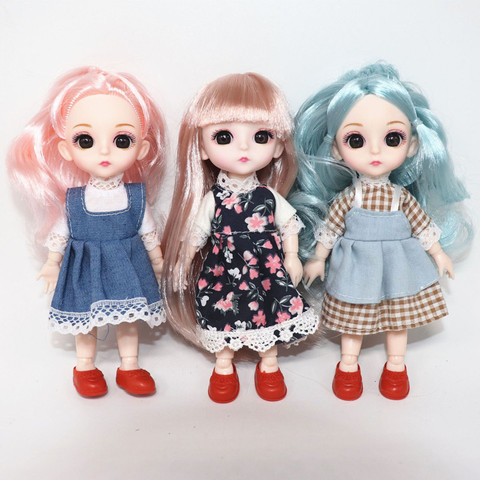 New 16cm Bjd Doll 13 Movable Joints 3D Real Eye High-end Dress Can Dress Up Fashion Nude Doll Children DIY Girl Toy Best Gift ► Photo 1/6