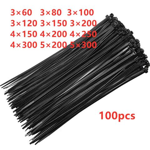 100PCS black 5X200 Self-locking plastic nylon tie cable tie fastening ring 3X200 cable tie zip wraps strap nylon cable tie ► Photo 1/6