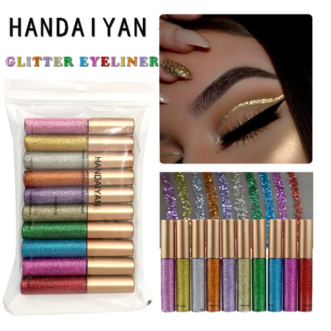 HANDAIYAN 10 Colors/set Glitter Shine Eyeliner Pen Makeup Color Eye Liner Pencil Liquid Diamond Sparkle White Eyeliner Glow Pen ► Photo 1/6