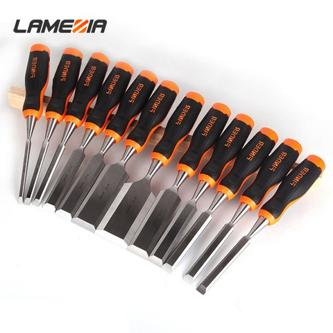 LAMEZIA Carpentry Flat Chisel Set TPR Plastic Fiber Handle DIY Woodwork Tools Woodworking Plane Carving Knife ► Photo 1/6