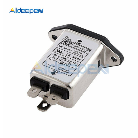 AC 115V-250V 10A 50/60Hz T-socket IEC Socket Panel Mount Power Line EMI RFI Filter CW1D-10A-T Suppressor Power Line Noise Filter ► Photo 1/5