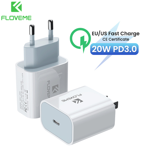 FLOVEME Charger 20W PD Quick Charge 4.0 3.0 For iPhone12 11 Type C Fast Charger for Xiaomi Samsung  Mobile Phone Charger ► Photo 1/6