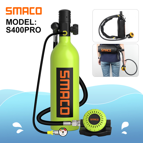 SMACO S400Pro Scuba Diving Tank Equipment, Cylinder with 15-20 Minutes Capability,1 Litre with Refillable Design ► Photo 1/5