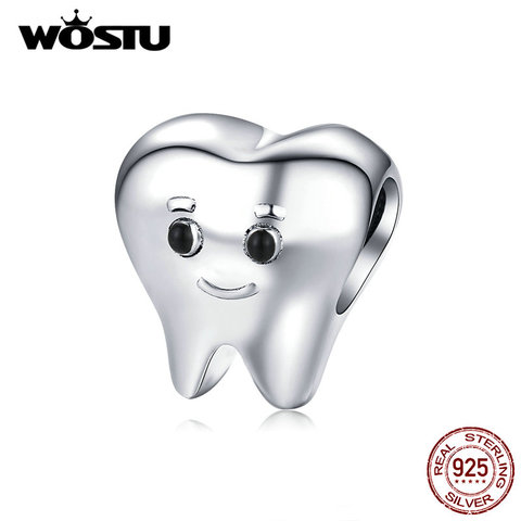 WOSTU Genuine 925 Sterling Silver Lovely Tooth Beads Fit Original Bracelet Pendant Charms For Women Fashion Jewelry CQC1401 ► Photo 1/6