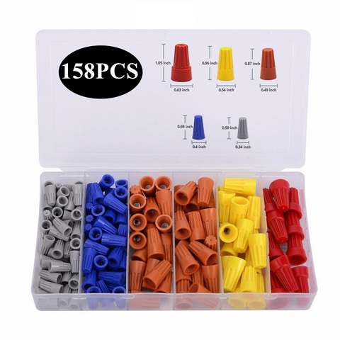 158PCS Electrical Wire Connectors Screw Terminals,with Spring Insert Twist Nuts Caps Connection Assortment Set ► Photo 1/6
