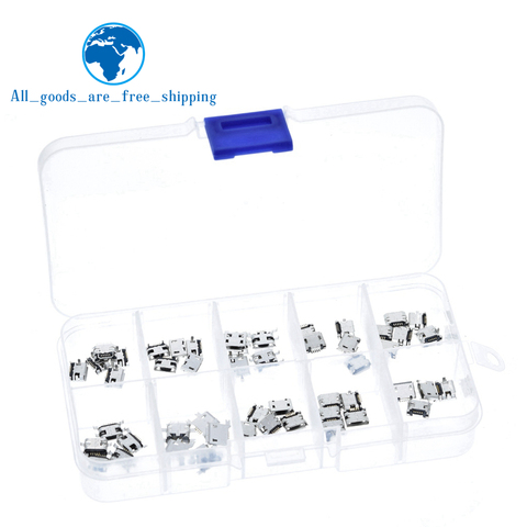 50 Pcs/box 10 Models Micro USB Connector Socket Jack USB Connectors Set for MP3/4/5 Lenovo ZTE Huawei Samsung SONY Xiaomi HTC ► Photo 1/1